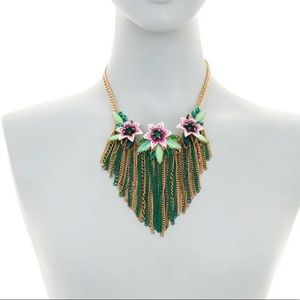 Betsey Johnson Lily Flower Fringe Statement Necklace